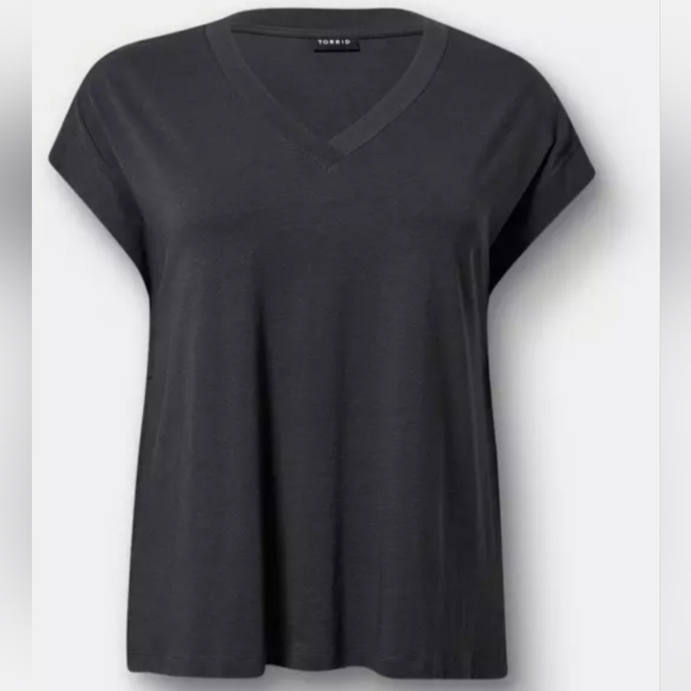 Torrid Vintage Slub Relaxed V-Neck Dolman Tunic Tee, Size 0, New With Tags